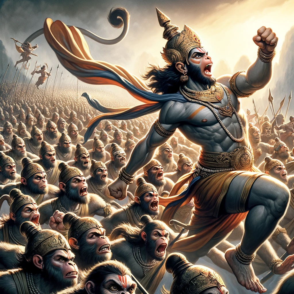 Hanuman Incites the Monkeys to Attack Lanka